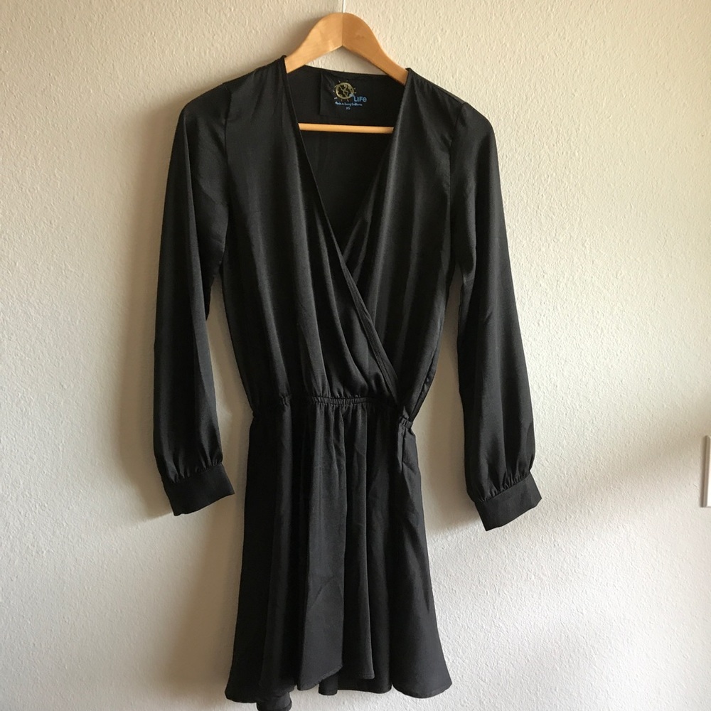 NWOT Black Deep V Dress